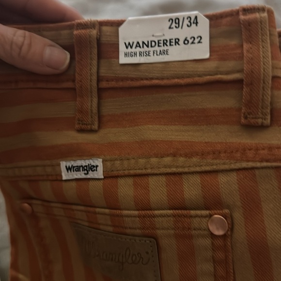 Wrangler Wanderer 622 High Rise Flare Orange Stripe Festival Jeans NWT - Picture 10 of 11